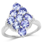 Bids.com 2.07 Carat Genuine Tanzanite .925 Sterling Silver Ring Rings