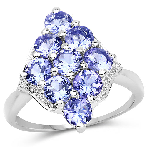 Bids.com 2.07 Carat Genuine Tanzanite .925 Sterling Silver Ring Rings