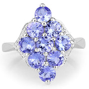 Bids.com 2.07 Carat Genuine Tanzanite .925 Sterling Silver Ring Rings