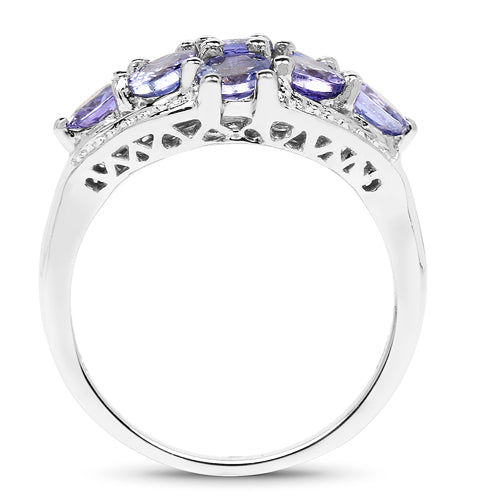 Bids.com 2.07 Carat Genuine Tanzanite .925 Sterling Silver Ring Rings