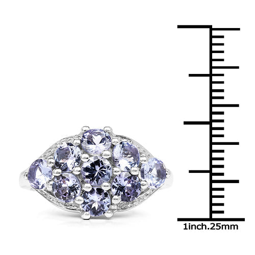 Bids.com 2.07 Carat Genuine Tanzanite .925 Sterling Silver Ring Rings