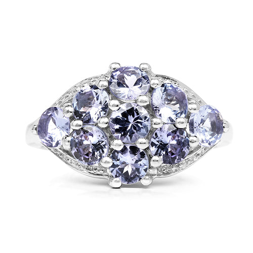 Bids.com 2.07 Carat Genuine Tanzanite .925 Sterling Silver Ring Rings