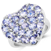 Bids.com 3.96 Carat Genuine Tanzanite .925 Sterling Silver Ring Rings