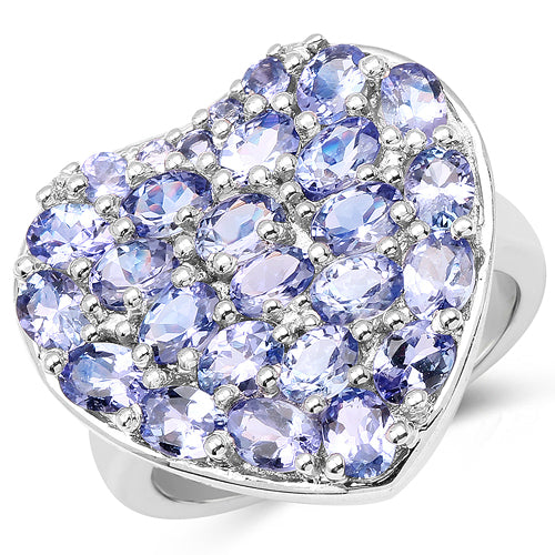 Bids.com 3.96 Carat Genuine Tanzanite .925 Sterling Silver Ring Rings
