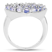 Bids.com 3.96 Carat Genuine Tanzanite .925 Sterling Silver Ring Rings