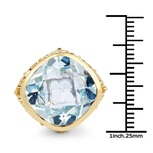 Bids.com 12.79 Carat Genuine Blue Topaz .925 Sterling Silver Ring Rings