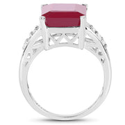 Bids.com 7.26 Carat Glass Filled Ruby and White Topaz .925 Sterling Silver Ring Rings