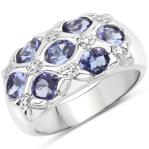 Bids.com 2.31 Carat Genuine Tanzanite .925 Sterling Silver Ring Rings