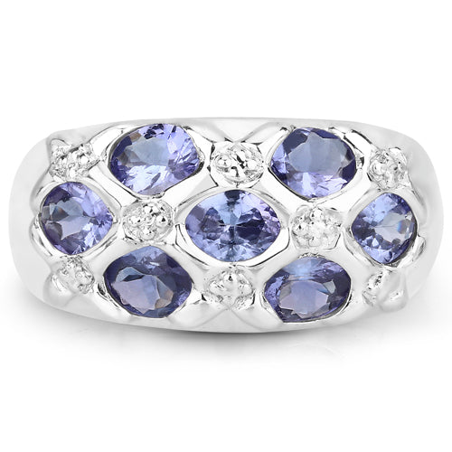 Bids.com 2.31 Carat Genuine Tanzanite .925 Sterling Silver Ring Rings