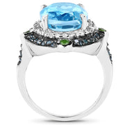 Bids.com 5.84 Carat Genuine Multi Stones .925 Sterling Silver Ring Rings