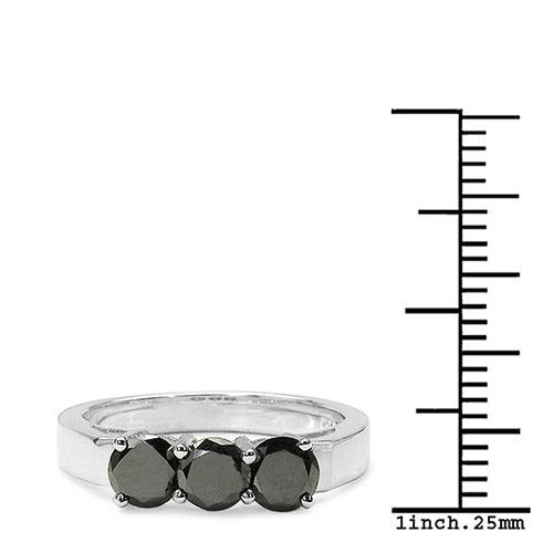 Bids.com 0.99 Carat Genuine Black Diamond .925 Sterling Silver Ring Rings