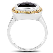 Bids.com 3.67 Carat Genuine Smoky Quartz and Yellow Diamond .925 Sterling Silver Ring Rings