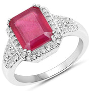 Bids.com 4.55 Carat Glass Filled Ruby and White Topaz .925 Sterling Silver Ring Rings