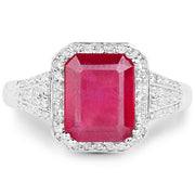 Bids.com 4.55 Carat Glass Filled Ruby and White Topaz .925 Sterling Silver Ring Rings