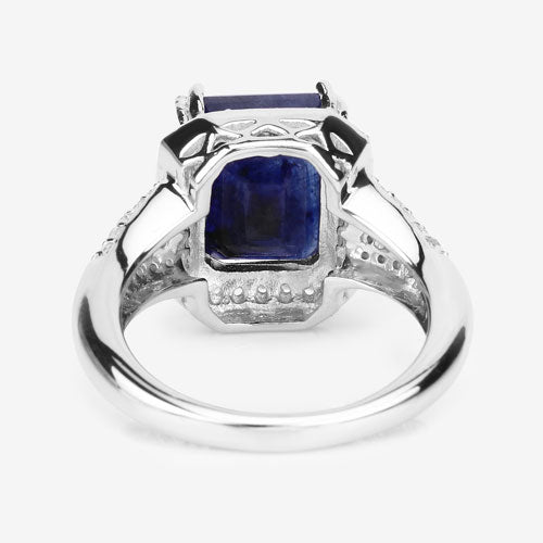 Bids.com 4.80 Carat Glass Filled Sapphire and White Topaz .925 Sterling Silver Ring Rings