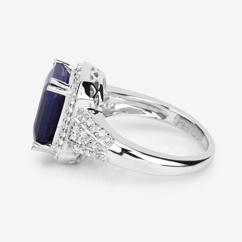 Bids.com 4.80 Carat Glass Filled Sapphire and White Topaz .925 Sterling Silver Ring Rings