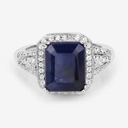 Bids.com 4.80 Carat Glass Filled Sapphire and White Topaz .925 Sterling Silver Ring Rings
