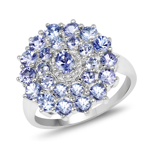 Bids.com 2.27 Carat Genuine Tanzanite .925 Sterling Silver Ring Rings