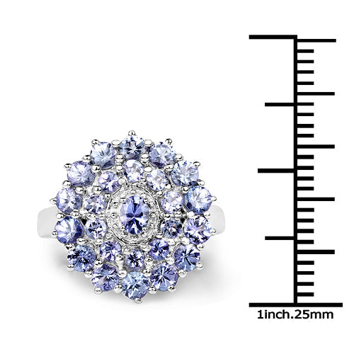 Bids.com 2.27 Carat Genuine Tanzanite .925 Sterling Silver Ring Rings