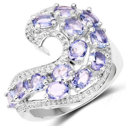 Bids.com 2.21 Carat Genuine Tanzanite .925 Sterling Silver Ring Rings