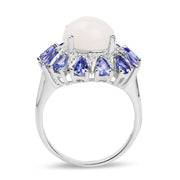 Bids.com 4.25 Carat Genuine Opal, Tanzanite & White Topaz .925 Sterling Silver Ring Rings