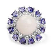 Bids.com 4.25 Carat Genuine Opal, Tanzanite & White Topaz .925 Sterling Silver Ring Rings