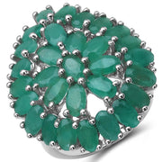 Bids.com 8.10 Carat Genuine Emerald .925 Sterling Silver Ring Rings