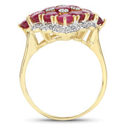 Bids.com 6.49 Carat Glass Filled Ruby and White Topaz .925 Sterling Silver Ring Rings
