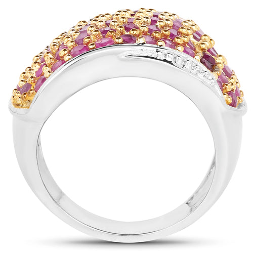 Bids.com 2.49 Carat Genuine Ruby .925 Sterling Silver Ring Rings