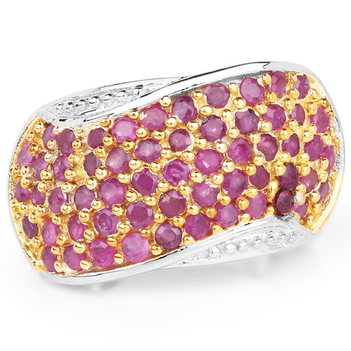 Bids.com 2.49 Carat Genuine Ruby .925 Sterling Silver Ring Rings