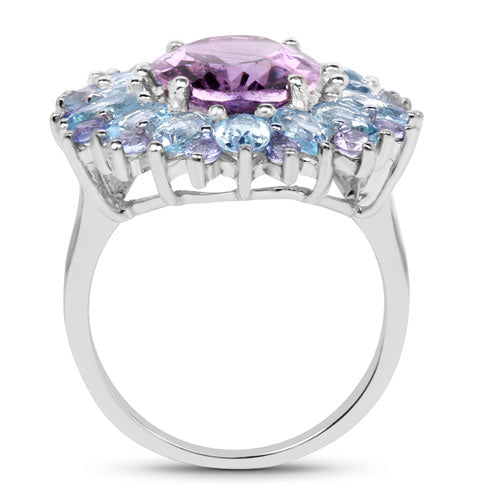Bids.com "7.79 Carat Genuine Amethyst, Blue Topaz and Tanzanite .925 Sterling Silver Ring Rings