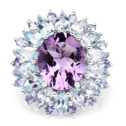 Bids.com "7.79 Carat Genuine Amethyst, Blue Topaz and Tanzanite .925 Sterling Silver Ring Rings