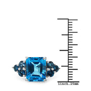 Bids.com 4.72 Carat Genuine Swiss Blue Topaz & London Blue Topaz .925 Sterling Silver Ring Rings