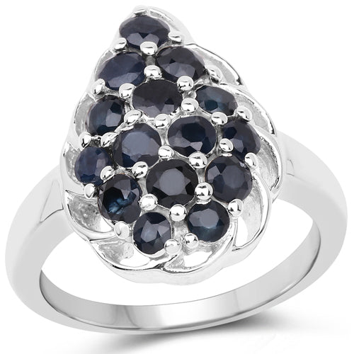 Bids.com 1.62 Carat Genuine Blue Sapphire .925 Sterling Silver Ring Rings