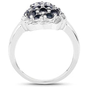Bids.com 1.62 Carat Genuine Blue Sapphire .925 Sterling Silver Ring Rings