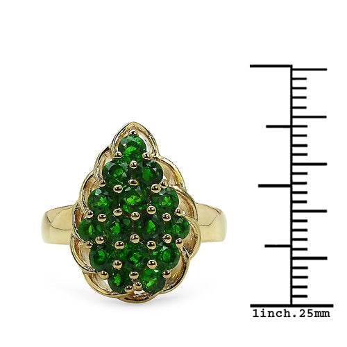 Bids.com 1.71 Carat Genuine Chrome Diopside .925 Sterling Silver Ring Rings