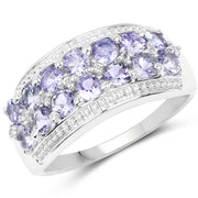 Bids.com 1.44 Carat Genuine Tanzanite & White Topaz .925 Sterling Silver Ring Rings