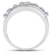 Bids.com 1.44 Carat Genuine Tanzanite & White Topaz .925 Sterling Silver Ring Rings