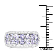 Bids.com 1.44 Carat Genuine Tanzanite & White Topaz .925 Sterling Silver Ring Rings