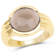 Bids.com 14K Yellow Gold Plated 4.89 Carat Genuine Smoky Quartz .925 Sterling Silver Ring Rings
