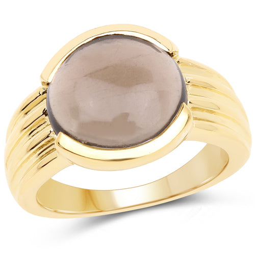 Bids.com 14K Yellow Gold Plated 4.89 Carat Genuine Smoky Quartz .925 Sterling Silver Ring Rings
