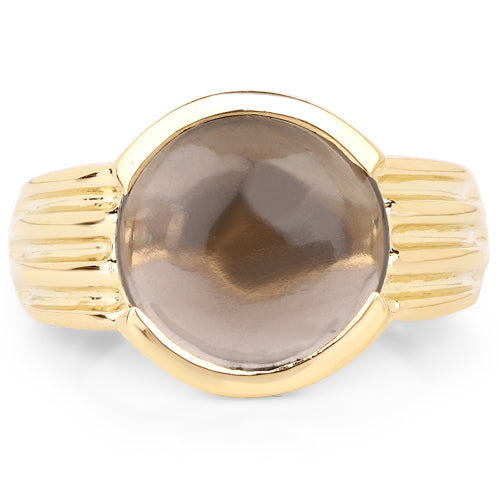 Bids.com 14K Yellow Gold Plated 4.89 Carat Genuine Smoky Quartz .925 Sterling Silver Ring Rings