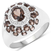 Bids.com 1.90 Carat Genuine Smoky Quartz .925 Sterling Silver Ring Rings