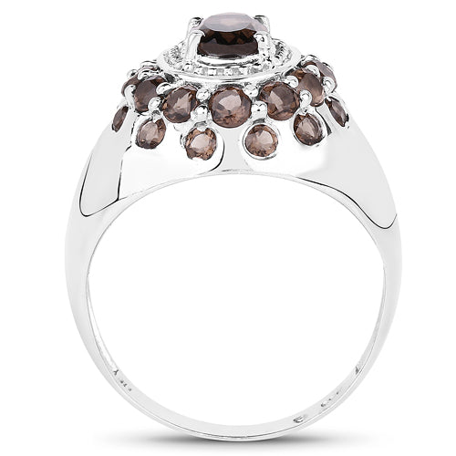 Bids.com 1.90 Carat Genuine Smoky Quartz .925 Sterling Silver Ring Rings
