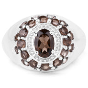Bids.com 1.90 Carat Genuine Smoky Quartz .925 Sterling Silver Ring Rings