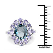 Bids.com 5.41 Carat Genuine London Blue Topaz and Tanzanite .925 Sterling Silver Ring Rings