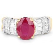 Bids.com 14K Yellow Gold Plated 4.72 Carat Glass Filled Ruby and White Topaz .925 Sterling Silver Ring Rings