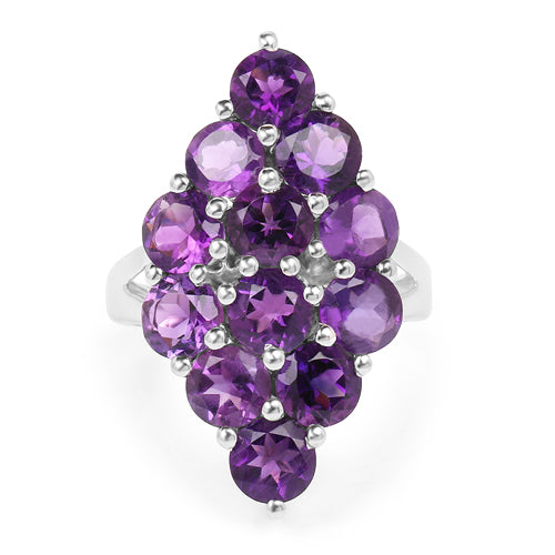 Bids.com 6.78 Carat Genuine Amethyst .925 Sterling Silver Ring Rings