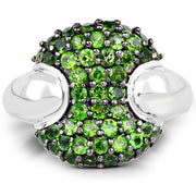 Bids.com 1.82 Carat Genuine Chrome Diopside .925 Sterling Silver Ring Rings