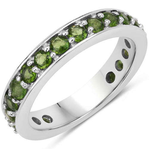 Bids.com 1.33 Carat Genuine Chrome Diopside .925 Sterling Silver Ring Rings